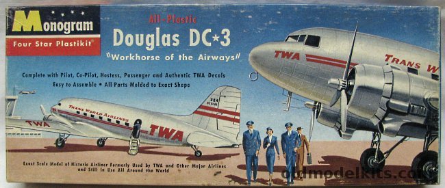 Monogram 1/90 Douglas DC-3 TWA  - Four Star Issue, P9-98 plastic model kit
